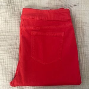 Chico’s Fiery Red Denim Pull On Jegging ankle 2.5R sz 14r NWT